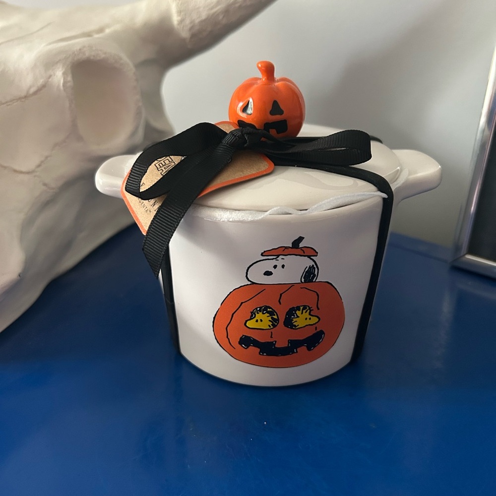 Rae Dunn Peanuts Snoopy Woodstock Jack o’ Lantern Welcome Great Pumpkin Mini Pot
